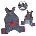 Klippo Pet Adorable Stripy Denim Overall - Large KBD064LZ